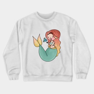 Mermaid with her fish friend Crewneck Sweatshirt